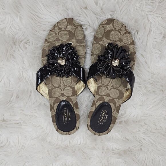 Coach Womens Suki Fringe Flower  Sandals a8382 size 8B Skye - Picture 1 of 6